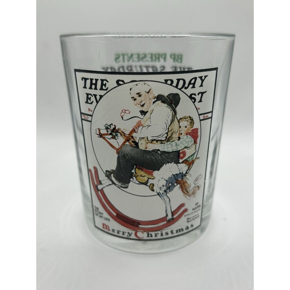 ~*Vintage*~Saturday Evening Post “Gramps At The Reins” Norman Rockwell Glass EUC